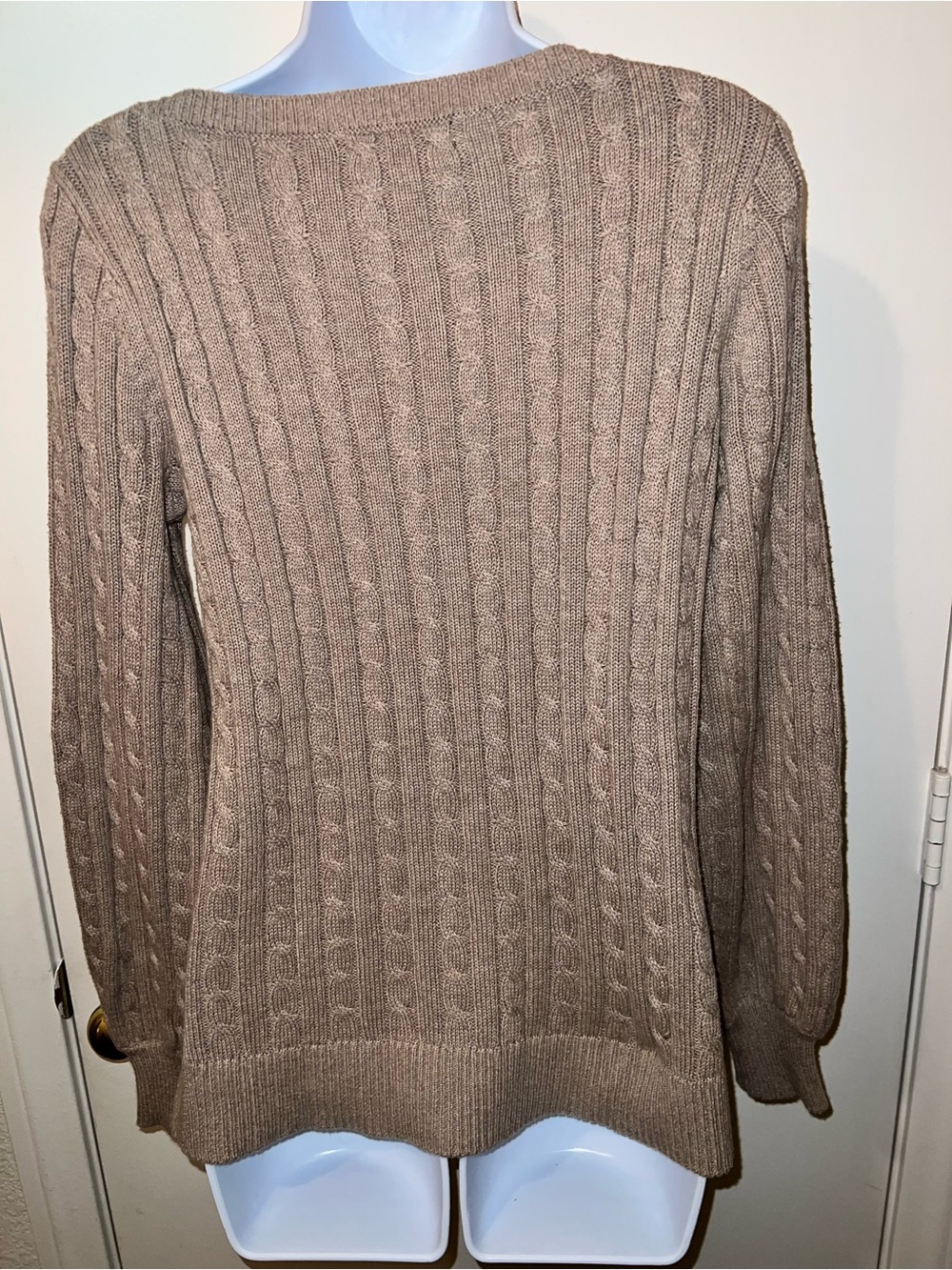 Ralph Lauren Classic Cable-Knit Crewneck Sweater in Taupe - Picture 5 of 8